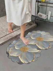 1 pieza Alfombra de baño con pétalos de flores azul neblinoso, alfombra de baño, felpudo, alfombra pequeña, alfombra, alfombra de piso, decoración del hogar, alfombra de área, alfombra de exterior, alfombra de dormitorio, alfombra lavable - Multicolor - Ver 4