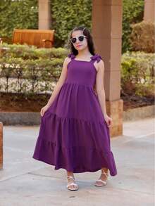 TRES MARIAS LONG STRAP DRESS FOR CHILDREN/ YOUTHS/ GIRLS - Purple - View 1