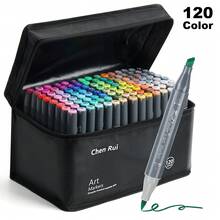Chen Rui 80/120 Colors Dual Tip Art Art Markers Brush & Chisel Permanent Marker Pens With Base Perfect For Artist Adults Anime Coloring Sketching Illustrations And Card Making Gift For Christmas And New Year Back To School- Refillable - 套裝 - 查看 10