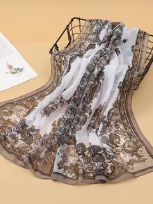 1 chiếc khăn voan chiffon in họa tiết hoa văn Paisley thanh lịch dành cho nữ, thoáng khí, mỏng nhẹ, kiểu dáng cổ điển, thích hợp để sử dụng hàng ngày. - trắng - Xem 2