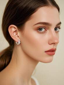 925 Sterling Silver Triple Circle Hoop Earrings, Cubic Zirconia Luxury Sparkle, Gift For Valentine's Day, Party Wear, Comes With Gift Box - Multicolor - View 8