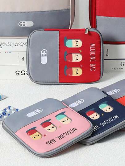 Portable Medical Kit Printed With "Medicane Bag" And Pill Pattern,Portable Camping Medicine Pouch,Compact First Aid Kit, Version Of Travel And Home Portable Storage Bag,Small Medicine Bag, Convenient Medicine Kit, Emergency Kit,Multiple Colors Available,For Daily/Outdoor/Travel, Essential For Health - Conscious & On - The - Go Users, Must - Have Medical Accessory,Daily Healthcare Organizer