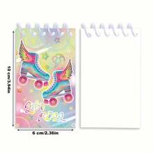 8 Peças Caderno com Rodas de Patins Brilhantes - Mini Caderno com Design Engraçado de Patinação, Presente de Aniversário Perfeito e Escrita Criativa, Item com Tema Esportivo | Arte de Capa Colorida | Encadernação Espiral, Mini Caderno - Tamanho Único - Visão 8