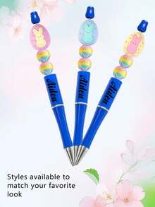 1 Custom Easter Egg Beaded Ballpoint Pen With Personalized Cute Text. Perfect As A Birthday Gift, Back-To-School Season Present, Unisex Ballpoint Pen, Anniversary Keepsake, Nurses' Day Gift - Multicolor - View 9