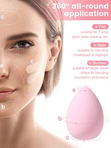 8 miếng mút trang điểm + 4 miếng bông phấn tam giác mềm mại – Sử dụng được cả khô và ướt cho lớp nền và lớp phủ. - Hồng - Xem 8