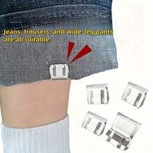 10个/5个装隐形裤腿夹，可缩短裤长，无需缝纫即可隐藏裤腿袢，卷边夹设计防止拖拽。 - 透明色 - 查看 1