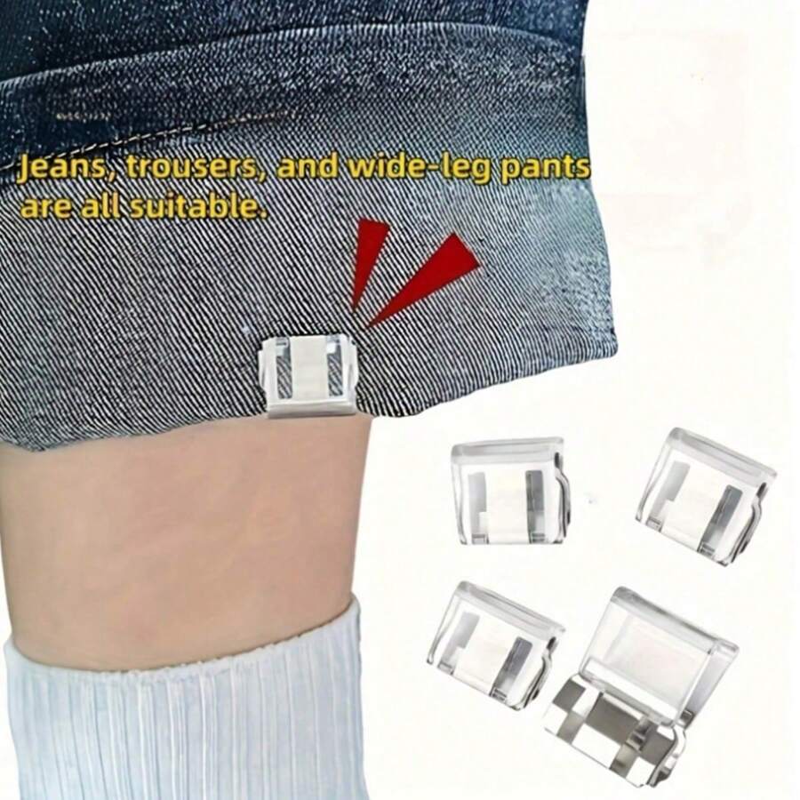10个/5个装隐形裤腿夹，可缩短裤长，无需缝纫即可隐藏裤腿袢，卷边夹设计防止拖拽。 - 透明色 - 查看 1