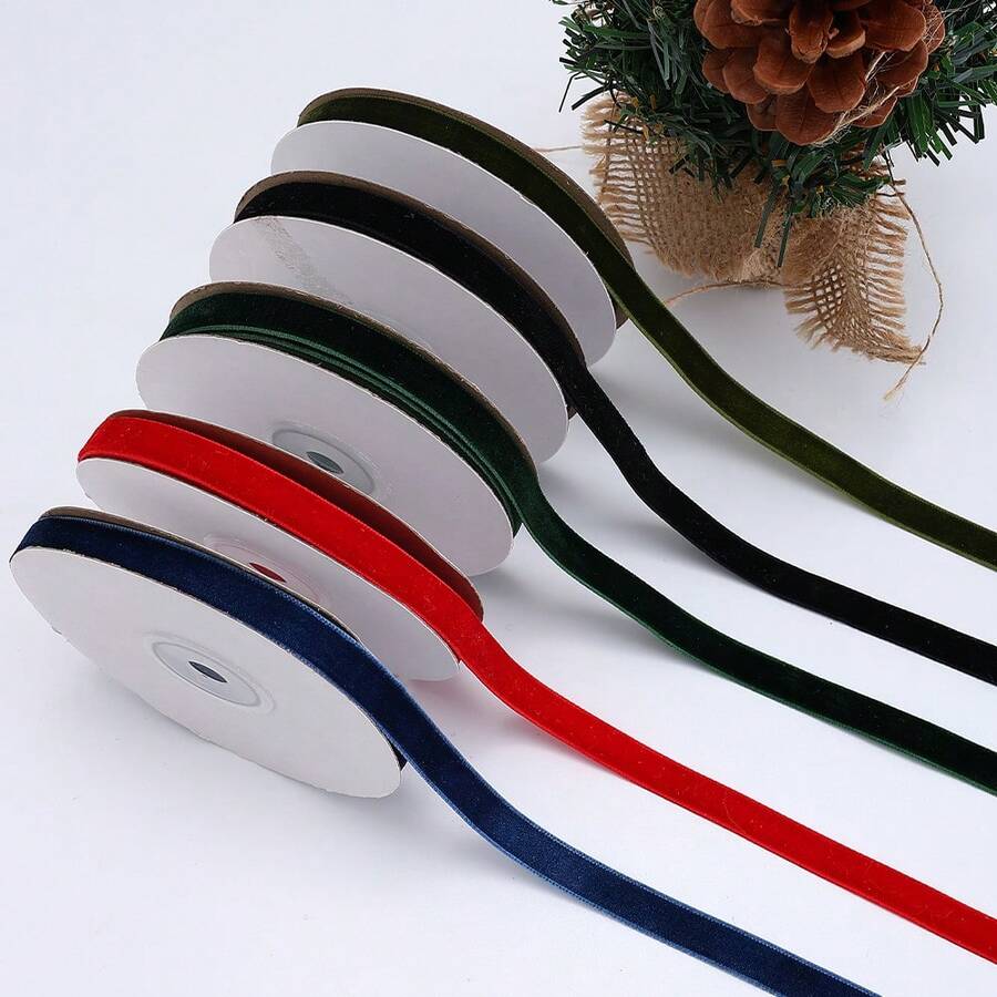 9m/Roll Exquisite Velvet Ribbon, 0.39in Velvet Ribbon For Gift Wrapping Party Wedding Decoration Handmade Crafts Wreath Bow Making - Multicolored - View 1