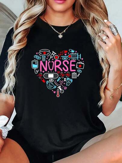 Camiseta de agradecimiento para estudiantes de enfermería, regalos para mujeres, camisetas pequeñas, conjuntos de primavera y verano 2026 para mujeres, blusas negras tees