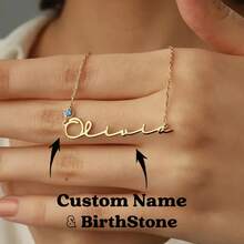 Fashion Custom Name Necklace With Birthday Stones Personalized Custom Signature Necklace Birthday Party Jewelry Gift - Multicolored Birthstones - View 1