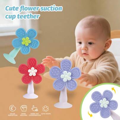 1pc Silicone Flower Shaped Teething Toy, Easy To Grip And Clean, Perfect Gift For Newborns