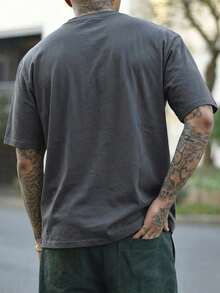 Men's Casual Versatile Minimalist Printed Short Sleeve T-Shirt - Grey - View 2