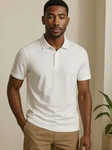 Polo Shirt, Wrinkle-Free, Smart Dry Fit Fabric, Cool Mesh, Professional Tennis Shirt, Sweat-Resistant, T-Shirt With Buttons. - trắng - Xem 4