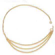 金属多层腰链，时尚身体链，百搭设计，适合搭配连衣裙和裤装，优雅性感的锌合金链条，四季皆宜 - 金色 - 查看 3