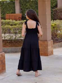 TRES MARIAS LONG STRAP DRESS FOR CHILDREN/ YOUTHS/ GIRLS - Negro - Ver 4