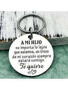 1个不锈钢“PARA MI HIJO”字母钥匙扣，创意儿子生日礼物 - 銀色 - 查看 2