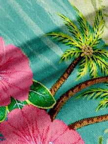 DEAR MOLLY Women's Y2K Retro Summer Island Coconut Tree & Floral Print Spaghetti Strap Crop Top, Sexy Midriff-Baring Vacation Essential - Multicolor - View 3