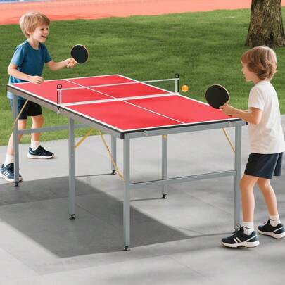 Juego de Mesa de Ping Pong Profesional 6x3 Pies (1.8x0.9 m) - Mesa de Tenis de Mesa Portátil para Interior/Exterior, Incluye Red, 2 Paletas y 3 Pelotas, para Adultos y Jóvenes