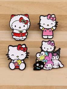SANRIO 4  Cat Brooch/Badge. Suitable For Clothing, Backpack, Accessories, Accessories, Pins, Alloy Badges. Lapel Pins, Backpack Badges, Women's Brooches, Clothing Gifts, Jewelry, Fashion Accessories. Perfect For Holiday Gifts, Halloween Gifts, And Christmas Gifts. - 彩色 - 查看 4