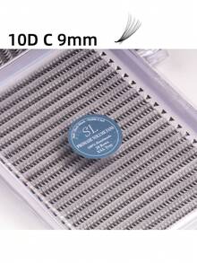 每盒800片，20排，超大容量托盘，蓬松3D/4D/5D/6D/8D/10D/2D俄式浓密预制睫毛簇，超快速嫁接，纤细纤长根部，进口韩国PBT纤维，超黑超柔软，C/D卷度，8-15mm预制睫毛簇，专业级 - C - 查看 45