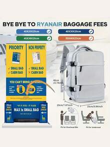 40x20x25厘米航空认证旅行包，轻便背包，大容量多功能旅行背包，适合高中生和大学生返校使用，户外便携行李包 - 彩色 - 查看 5