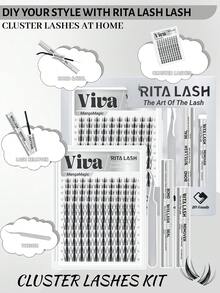 Viva | RITALASH 120pcs MangaMagic Collection Upgrade U Lashes With Ultra-Dense, Waterproof, Long-Lasting Lashes | Fairy | Fashion Wet Look | Beginner-Friendly DIY Lashes For A Flawless, Voluminous Look | & Must-Have Clusters - Black - View 3