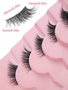 Asiteo 5 Pairs Half Lashes Natural Look Cat Eye False Eyelashes Manga Eyelashes Natural Lashes Short Soft 3d Faux Mink Eyelashes Wispy Fluffy Faux Mink Lashes Eyelash Extension Tool Strip Lashes,Wedding,Bridesmaid,Party,Eid,Gifts. - Half Eyelashes - View 5