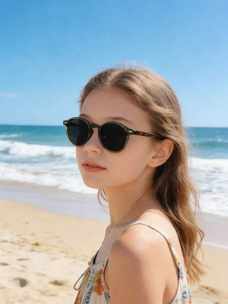 1 par de nuevas gafas retro - Gafas con montura cuadrada y redonda de alta gama a la moda y ajustadas, adecuadas para niñas y niños - Multicolor - Ver 1