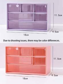 1pc Transparent Plastic Desktop Drawer Storage Box - Large Capacity Multipurpose Storage Container, Suitable For Office Supplies, Cosmetics And Bathroom Items, Lightweight Design For Home Or Office Desktop Organization - Multicolor - View 7