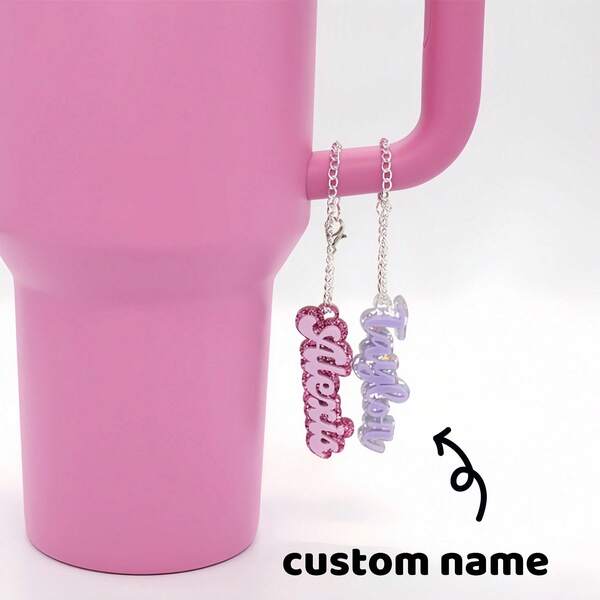 Personalized Name Tag Jewelry Charm For Tumbler Bottle, Custom Name Cup Accessory Water Bottle, Multi-Functional, Reusable, Personalized,Ideal Gifts For Him,Ideal Gifts For Her,Her,Boyfriend,Girlfriend,Dad,Mom,Family,Friends,Youth,Youth,Kitchen,Dining Room,Bedroom,Office