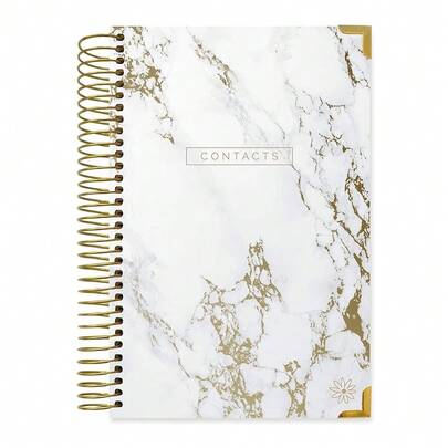 Bloom Daily Planners New Address Book With Alphabetical Tabs - Hardcover Contact Book & Password Book Organizer For Addresses, Phone NFUmbersss, Birthdays & Anniverss (6" X 8.25") - Marble