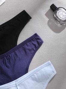 3条/套 纯色舒适棉质性感低腰女士丁字裤，适合情人节、春夏穿着 - 彩色 - 查看 8