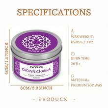 EVODUCK 顶轮香氛蜡烛，礼盒包装，仪式蜡烛，檀香香型，脉轮系列 - 能量净化蜡烛，3盎司，非常适合居家冥想和瑜伽，也是送给女性、男性、情人节、生日和周年纪念日的贴心灵性礼物。 - 脈輪系列 - 查看 4