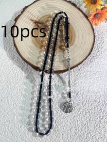 1串经典畅销黑色半透明45颗10毫米穆斯林念珠，高品质个人祈祷念珠 - 彩色 - 查看 9