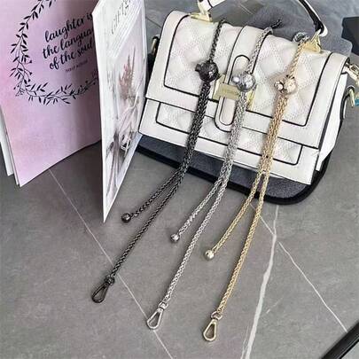 Adjustable Metal Chain Strap Replacement, Black Shoulder Strap, Small Ball Chain Accessory For Handbags