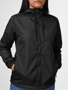 Women's Premium Waterproof Windbreaker Jacket - 黑色 - 查看 2