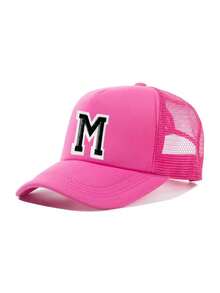 1pc 26 Alphabet Truck Cap, Fashionable Multifunctional Mesh Breathable Sun Hat, Suitable For Daily Life As A Gift - Hot Pink - View 10