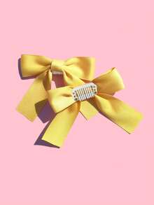 2个宠物蝴蝶结发夹，可爱猫狗侧夹顶夹发饰 - 薑色 - 查看 5