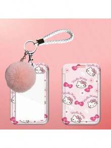 SANRIO 可爱卡通蝴蝶结雏菊图案硬壳证件卡套，带腕带。适用于公交卡、地铁卡、学生办公用品、女士礼物、小型钱包、腕带、卡套、母亲节礼物和邮轮必备品。 - 彩色 - 查看 5