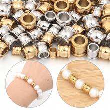 10/20颗/包 不锈钢鼓形大孔珠，时尚手链项链耳环制作隔珠，4/6/8毫米防锈低过敏桶形珠，DIY首饰制作散珠 - 鼓珠 - 查看 6