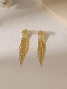 Personalized Chain Tassel Earrings, Fashionable Elegant Luxury Versatile Earrings - Multicolor - View 4