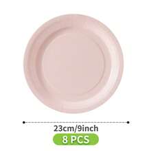 Light Pink Disposable Plates, Napkins, Cups - 8 Guest Party Supplies Set, Suitable For Birthday, Wedding, Theme Party, Family Picnic - Multicolor - View 9