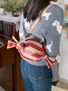 Niche Versatile Striped Candy-Shaped Shoulder Bag, Suitable For Daily Outings - Multicolor - View 4