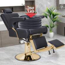 Barber Chair Salon Styling Chair, Heavy Duty Hydraulic Hair Chair For Hair Stylist For Home, Leather Salon Chairs With Eclining Backrest & Base, Professional Salon Chairs For Hair Stylist For Salon Beauty - Vàng - Xem 5