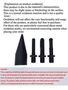 4pcs/32mm Electric Drill Wood Splitting Attachments - Multi-Functional Firewood Splitter With Round/Square/Hexagonal Handles, Easily Split Logs - Multicolor - View 13