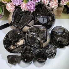 1 buah Ornamen Telur Naga Batu Akik Punggung Kura-kura Alami | Barang Pajangan Mineral Alami yang Cocok - Hitam - View 16