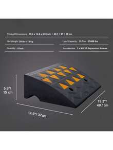 Rubber Curb Ramp 6" Rise Height Sidewalk Curb Ramp, 14.6" Width 19.3" Length Driveway Ramp For Curb, 15T Heavy Duty Rubber Ramp For Forklifts, Trucks, Buses, Cars, Wheelchairs, Bikes - Black - View 7