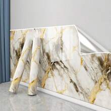 1卷大理石纹自粘墙纸 - 奢华金色大理石纹自粘墙纸，防水、防油、防污、可移除，适用于厨房台面、浴室 - 奢華金 - 查看 5