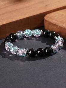 黑曜石手链 | 平衡情绪、注入积极能量和清晰思维的珠宝，有助于缓解抑郁，稳定心境 - 彩色 - 查看 4