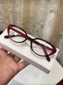 1pc Women's Retro Cat Eye Small Frame Glasses, Red, Minimalist Design Suitable For Daily Wear And Street Photography - Multicolor - View 1